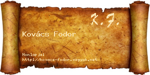 Kovács Fodor névjegykártya